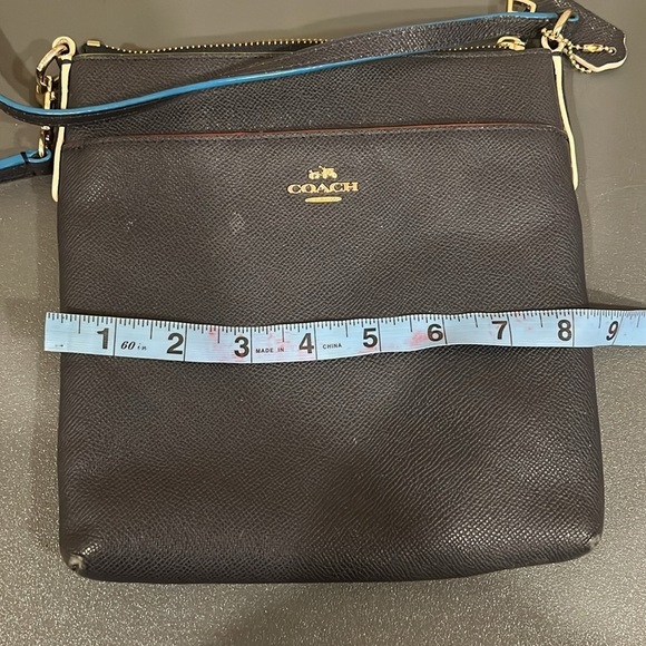 Coach Colorblock Crossgrain Leather Crossbody Bag | Navy, Red, Yellow Trim - Picture 14 of 15